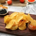 caviar on potato chips